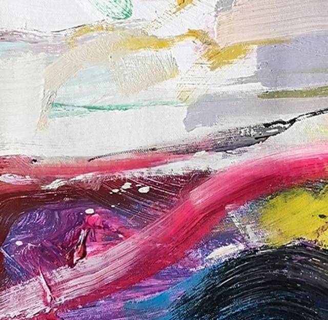 Contemporary Red Living - extra large blue abstract painting